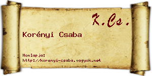 Korényi Csaba névjegykártya