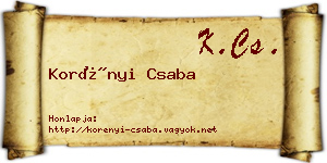 Korényi Csaba névjegykártya